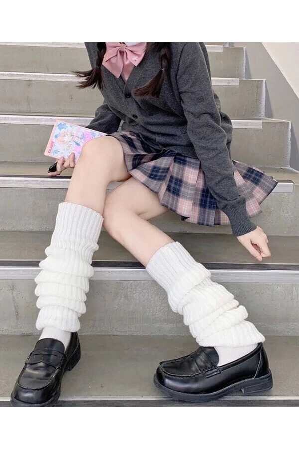 Lolita Harajuku Kışlık Kalın Bol Tozluk - 5
