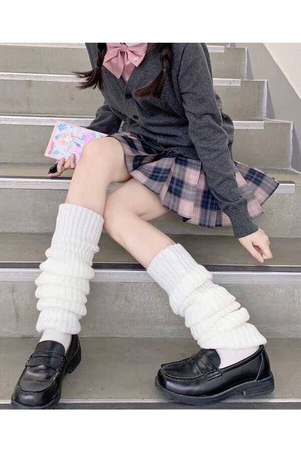 Lolita Harajuku Kışlık Kalın Bol Tozluk - 5