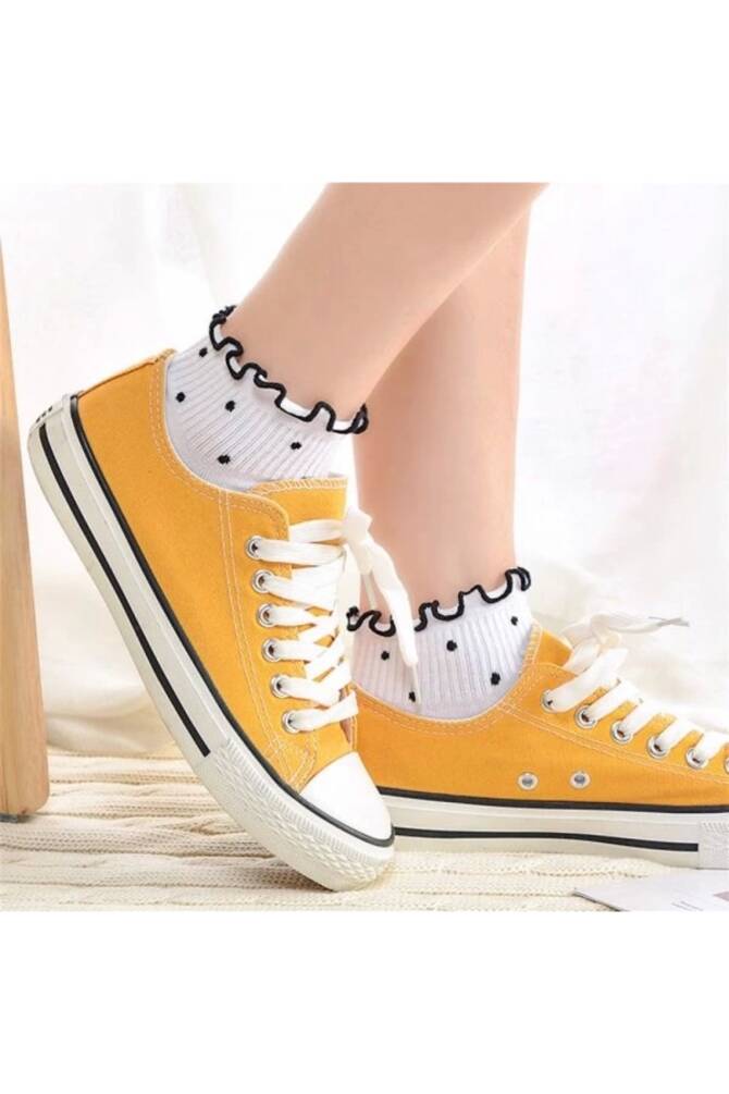 Lolita Harajuku Y2K Fırfırlı Puantiyeli Soket Çorap - 1