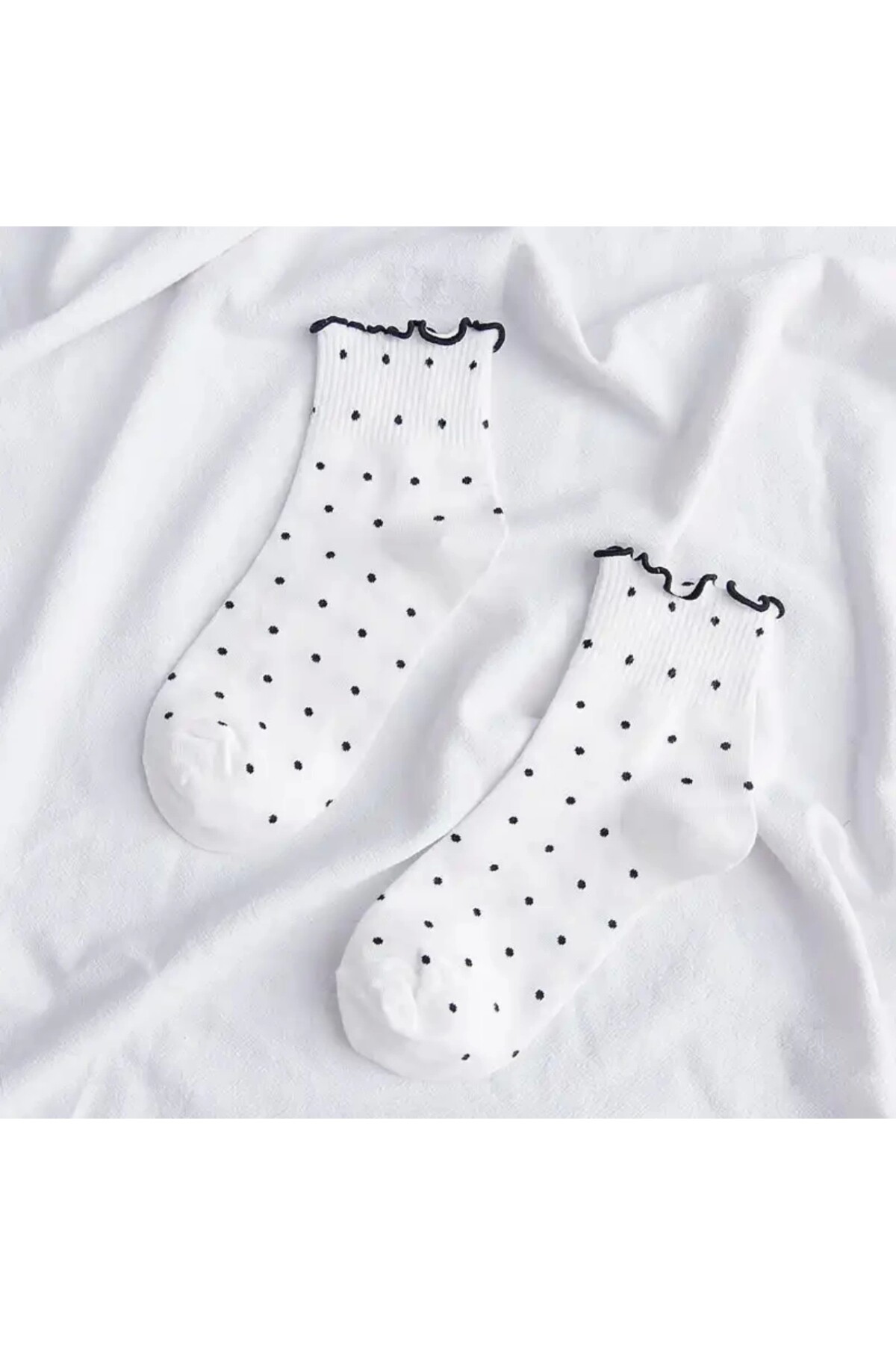 Lolita Harajuku Y2K Fırfırlı Puantiyeli Soket Çorap - 3