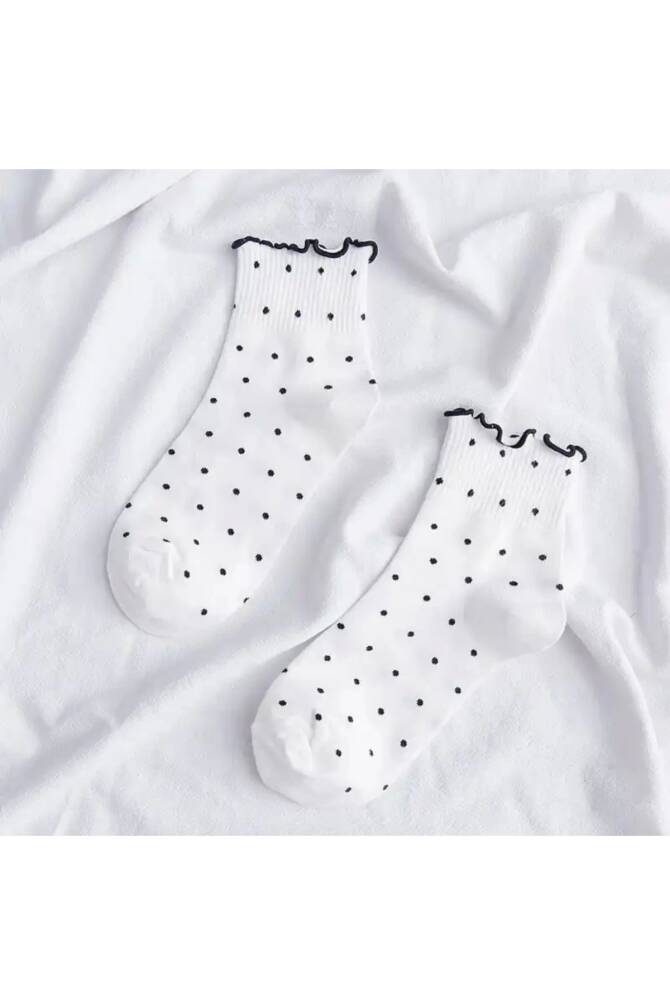 Lolita Harajuku Y2K Fırfırlı Puantiyeli Soket Çorap - 3