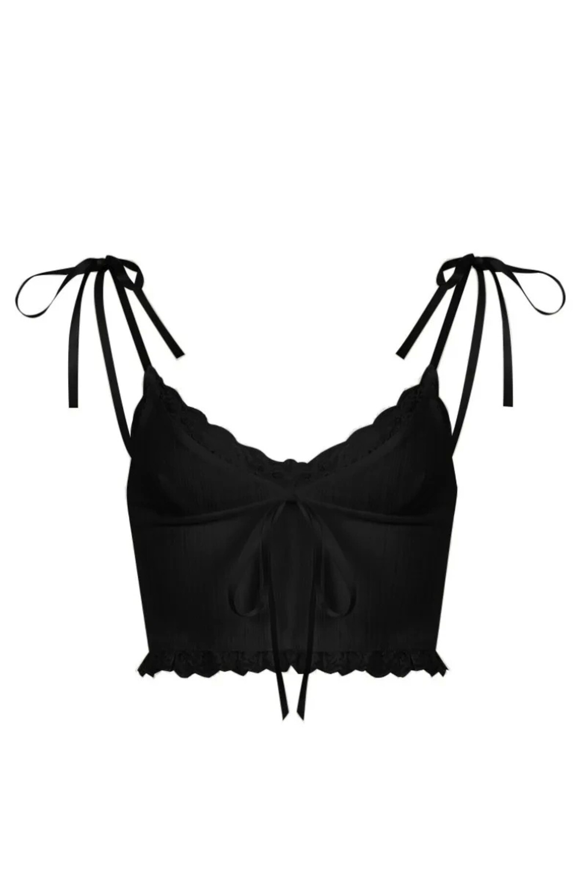 Lolita Y2k Harajuku Askıları Bağcıklı, Fiyonklu, Dantelli, Askılı Crop - 7