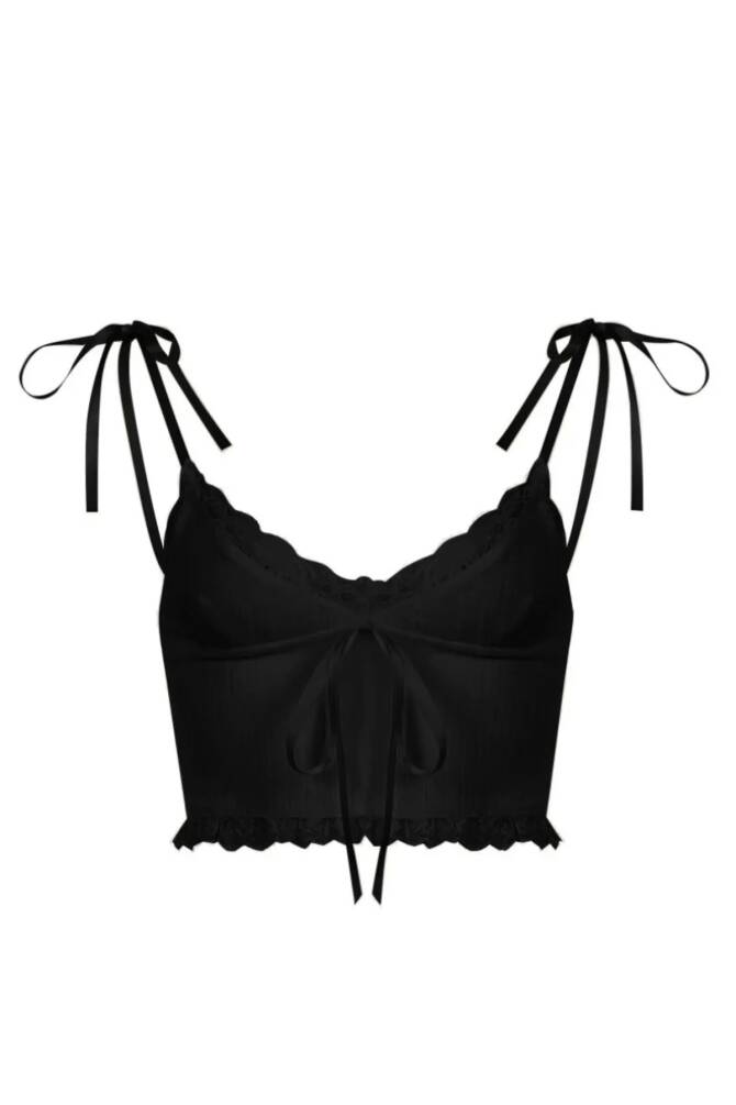 Lolita Y2k Harajuku Askıları Bağcıklı, Fiyonklu, Dantelli, Askılı Crop - 7