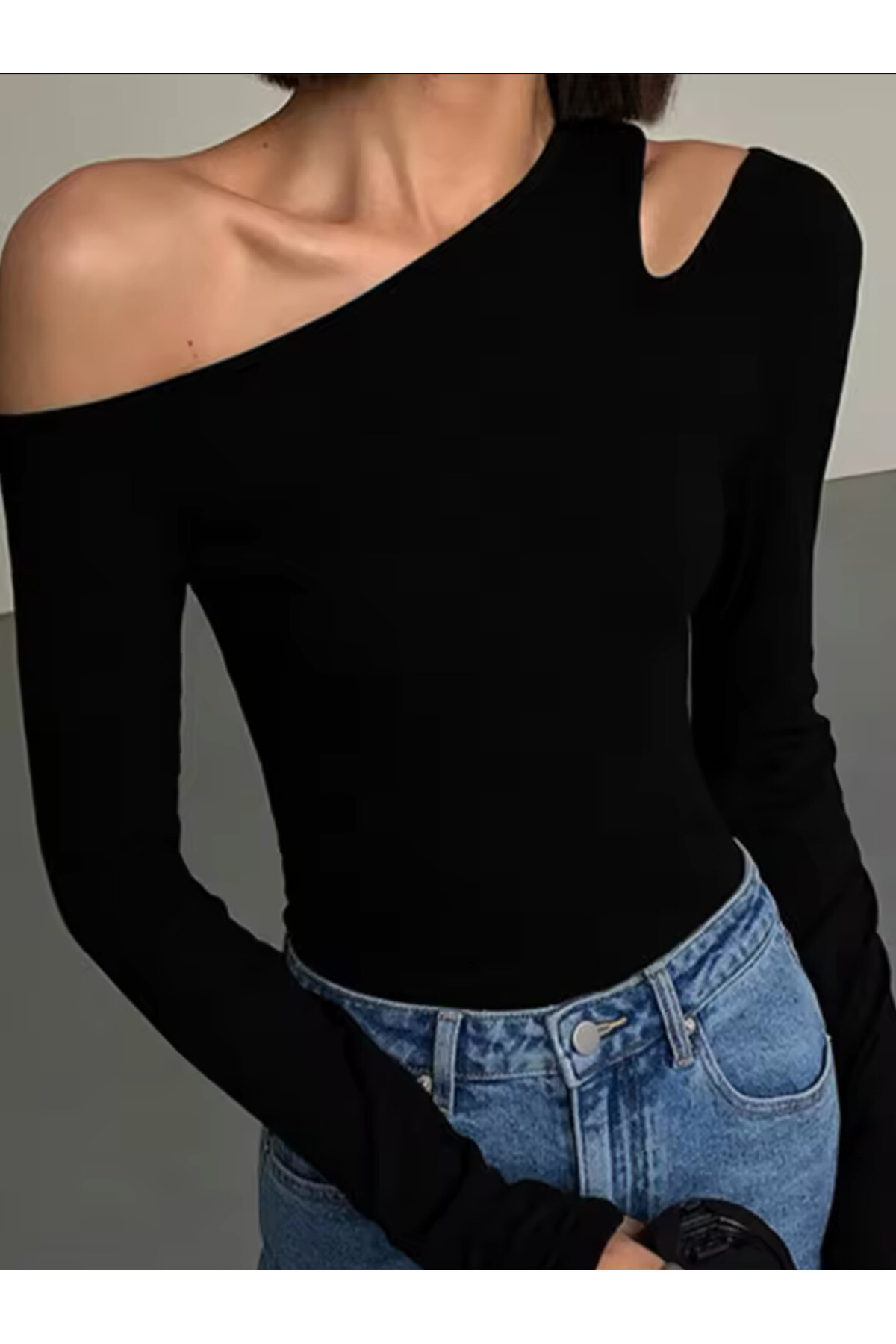 Omzu Yırtmaçlı Omuz Dekolteli Omzu Açık Crop Bluz - 10