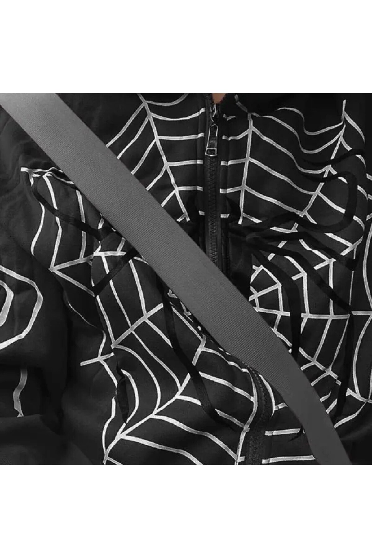 Y2K Allover Spider Fermuarlı Kapüşonlu - 23