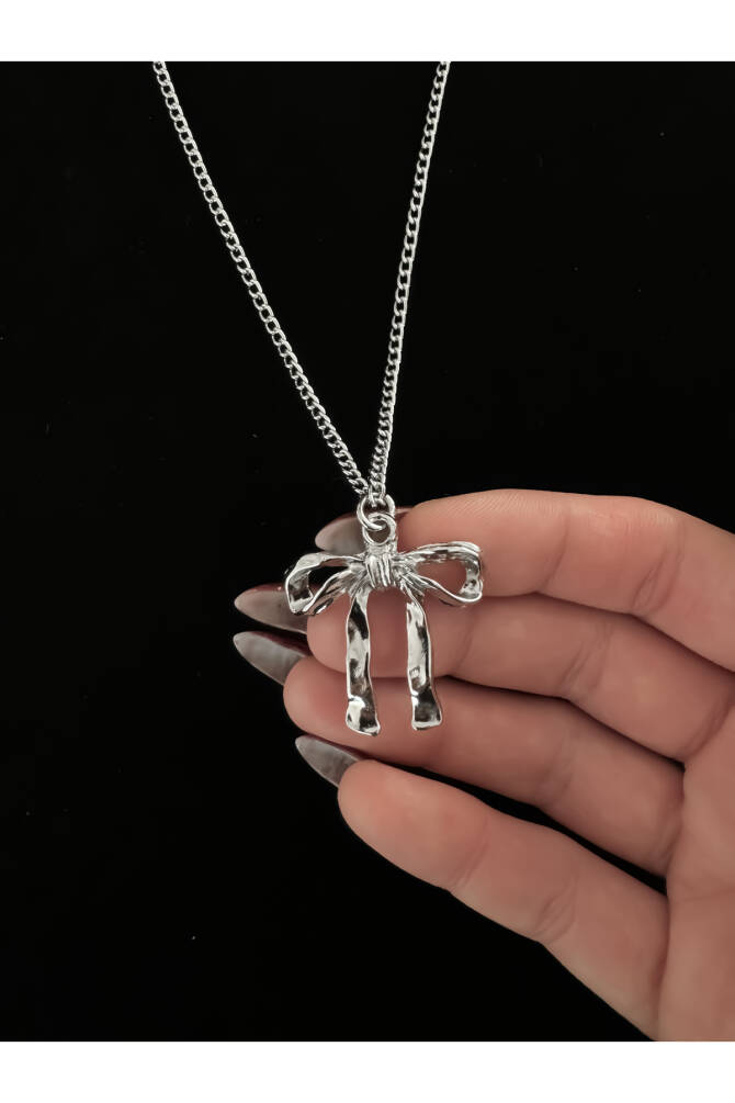 Y2K Coquette Metal Fiyonk Kolye - 1