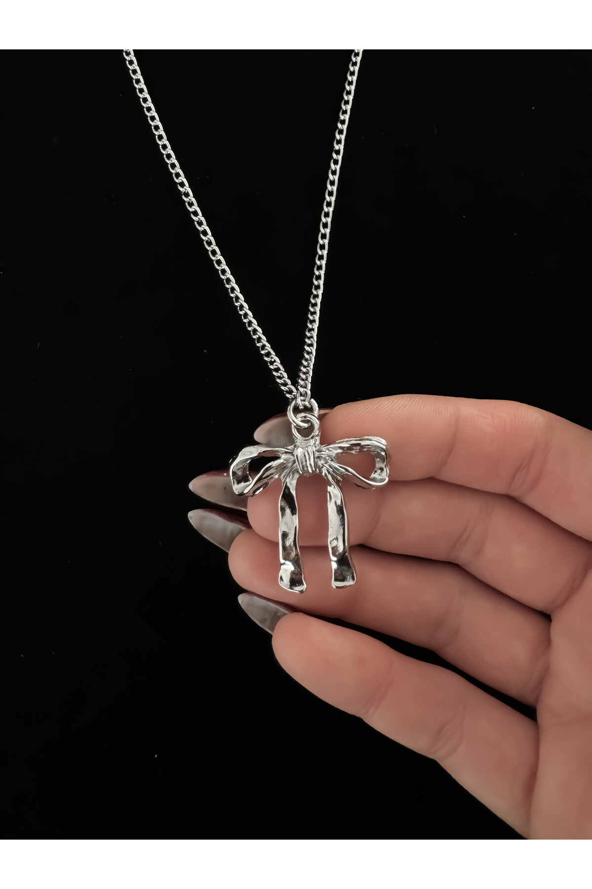 Y2K Coquette Metal Fiyonk Kolye - 3