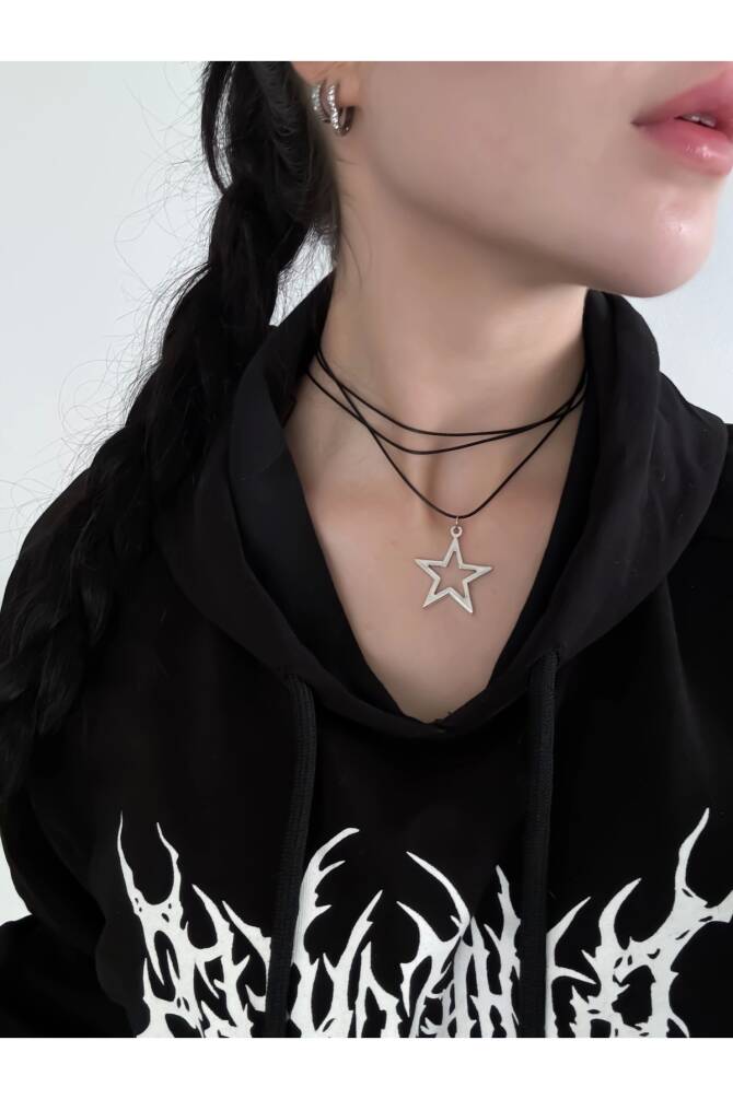 Y2K Dolamalı Yıldız Kolye Choker Boyunluk - 2
