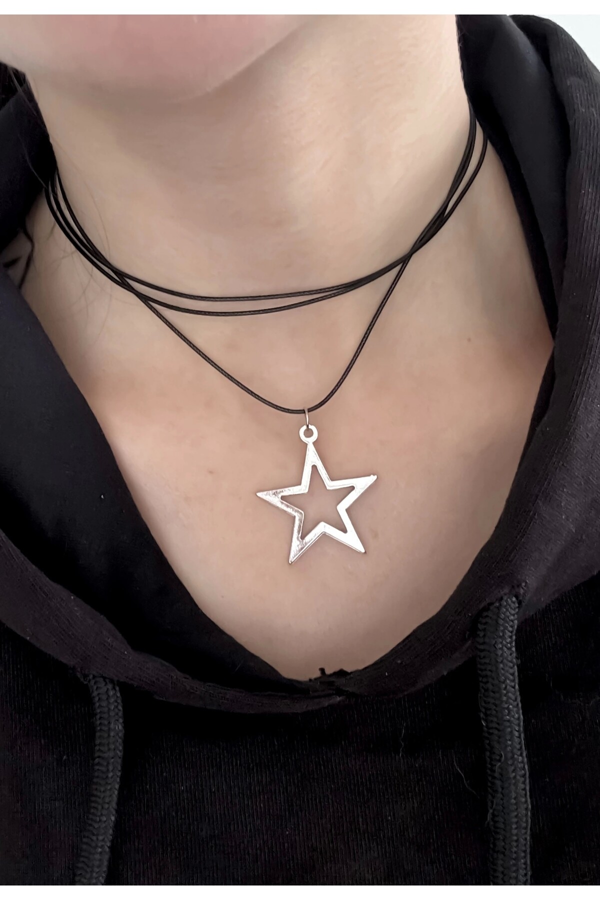 Y2K Dolamalı Yıldız Kolye Choker Boyunluk - 3