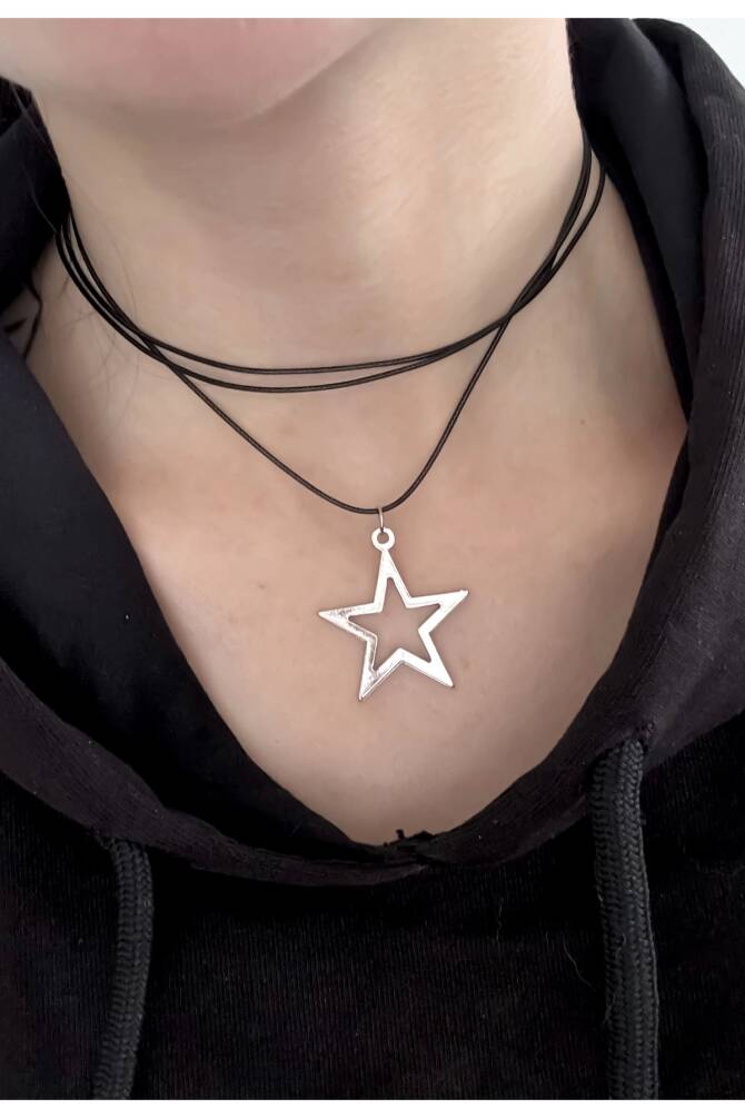 Y2K Dolamalı Yıldız Kolye Choker Boyunluk - 3