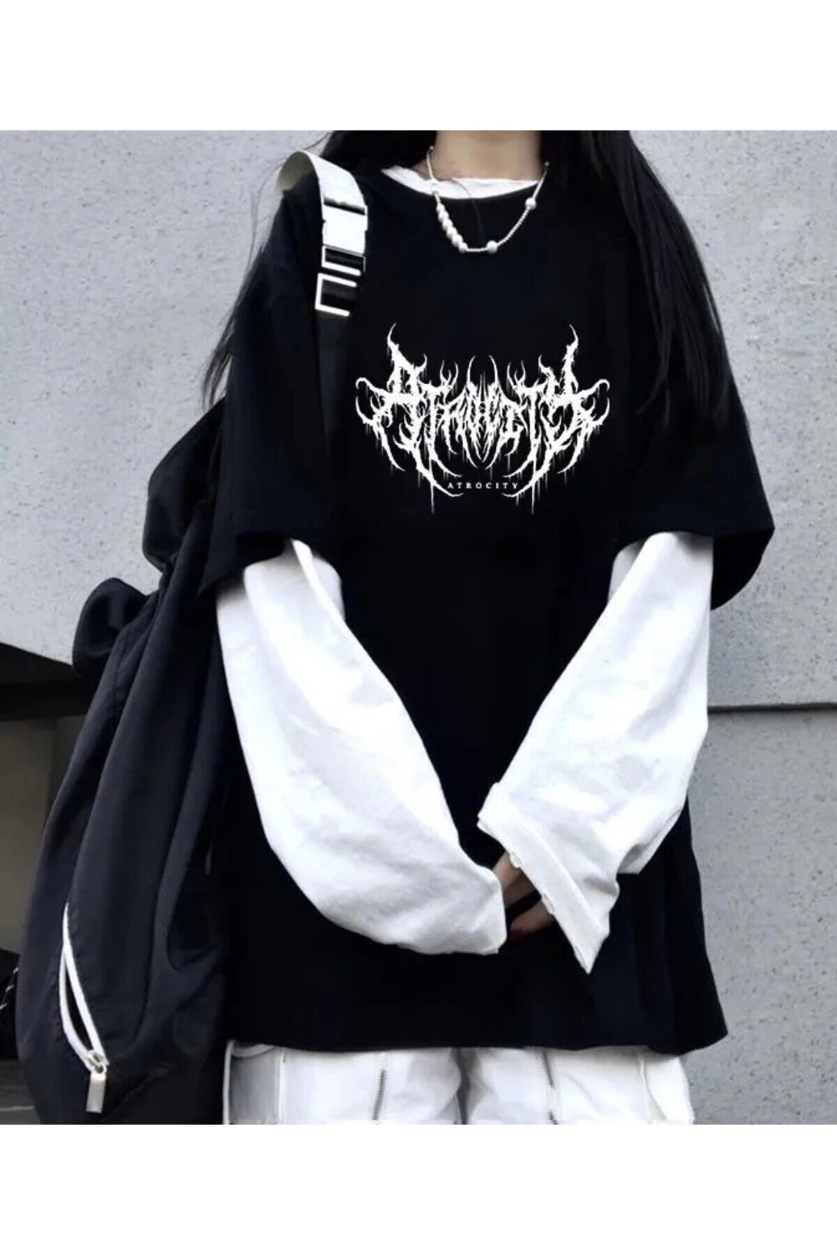 Y2K Gotik Yazılı Oversize Uzun Kollu T-Shirt (UNISEX) - 7