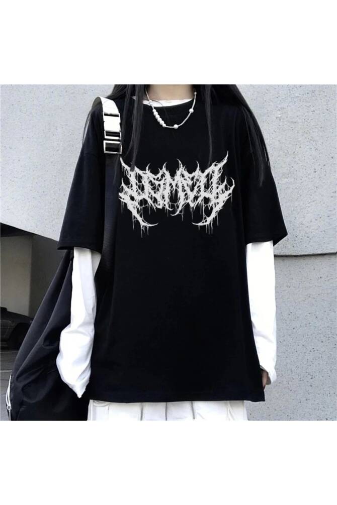 Y2K Gotik Yazılı Oversize Uzun Kollu T-Shirt (UNISEX) - 8