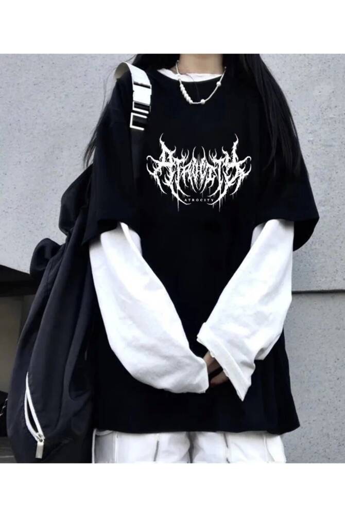 Y2K Gotik Yazılı Oversize Uzun Kollu T-Shirt (UNISEX) - 6