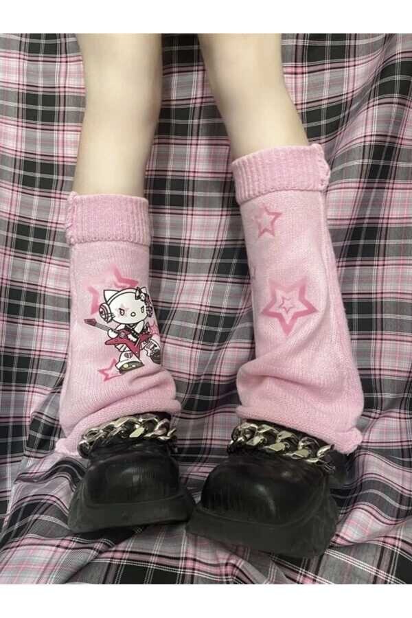 Y2K Harajuku Lolita Hello Kitty Pembe Tozluk - 1