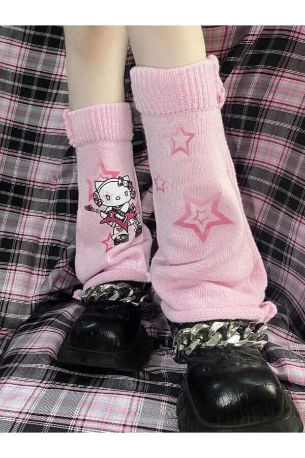 Y2K Harajuku Lolita Hello Kitty Pembe Tozluk - 4