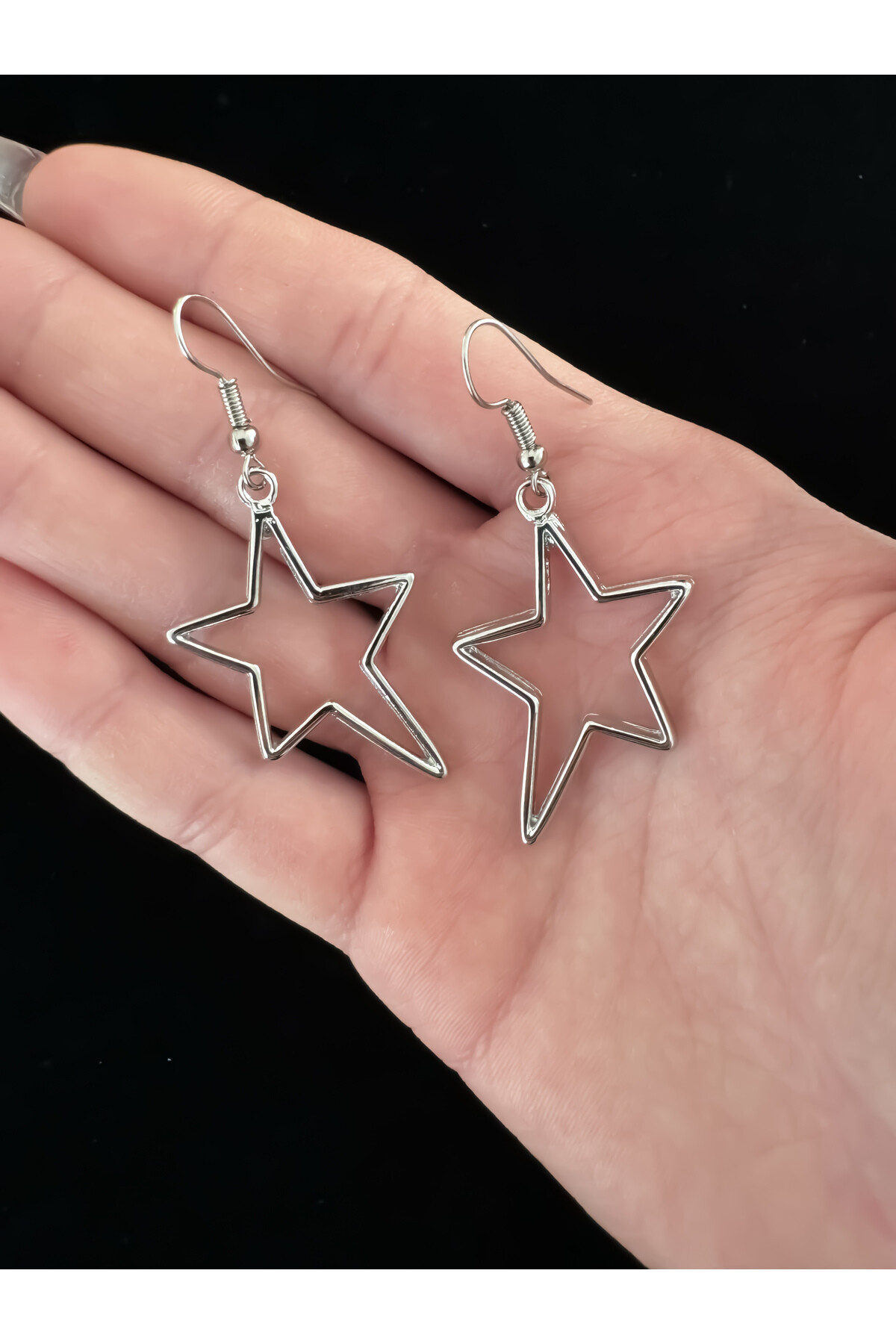Y2K Sallantılı Nikel Yıldız Küpe - 3