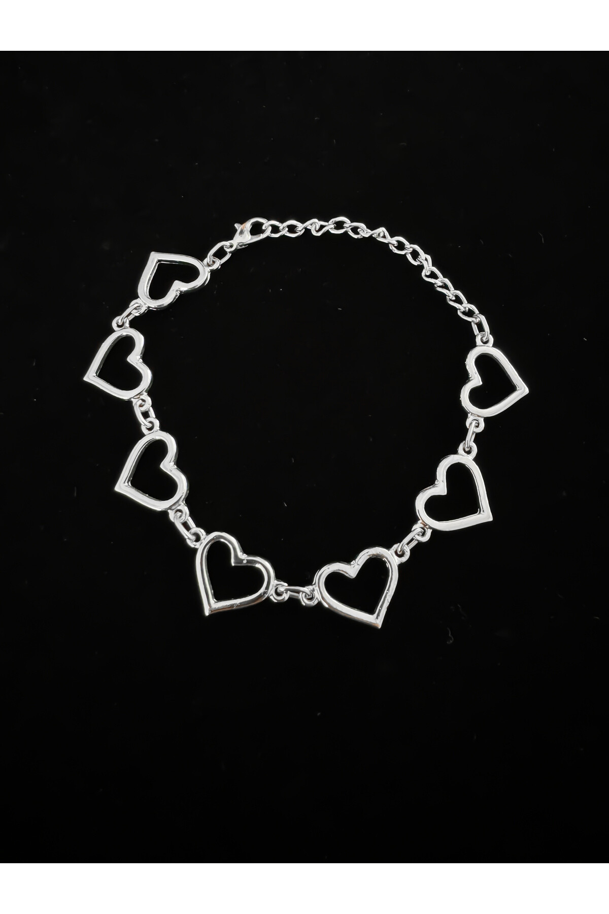 Y2K Sıralı Kalpli Nikel Bileklik - DarkellaStore