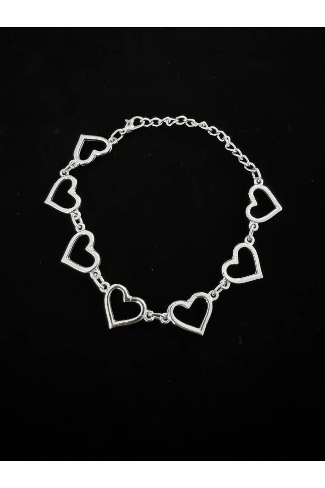 Y2K Sıralı Kalpli Nikel Bileklik - 1