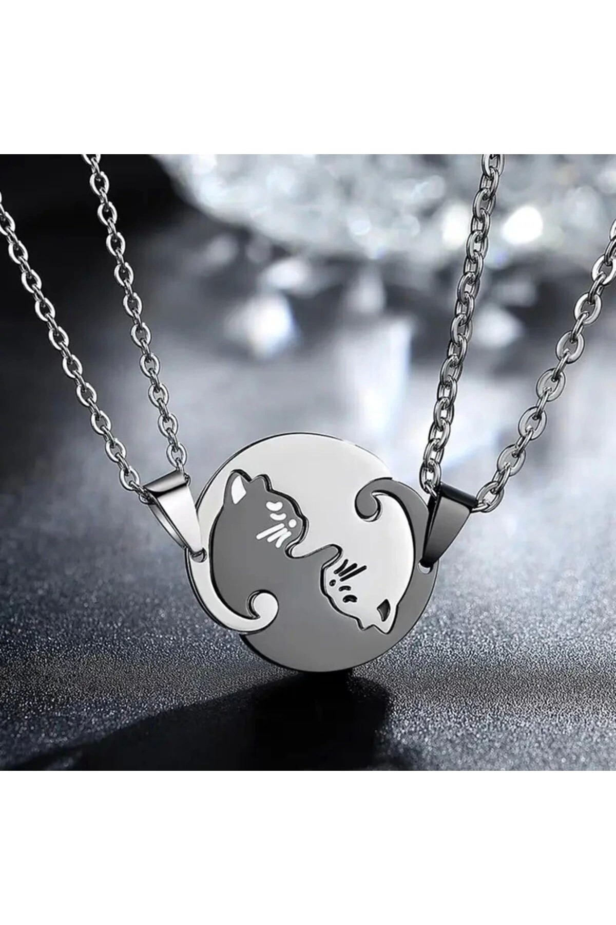 Yin Yang Kedi Çift Kolyesi Arkadaşlık Kolyesi Sevgili Kolyesi - DarkellaStore
