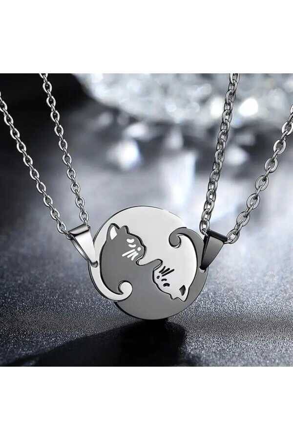 Yin Yang Kedi Çift Kolyesi Arkadaşlık Kolyesi Sevgili Kolyesi - 1