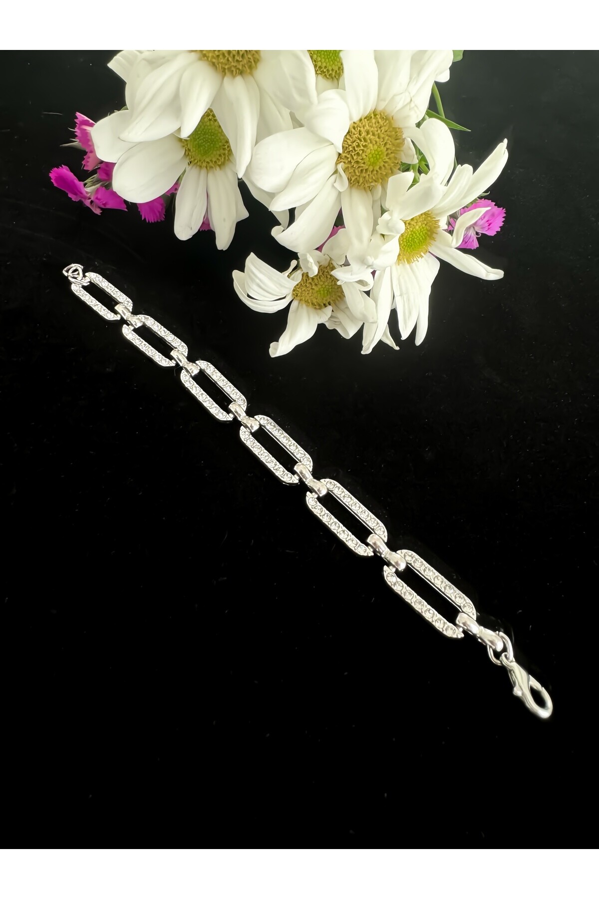 Zirkon Taşlı Metal Bileklik - 8